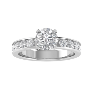 Round Cut Moissanite Diamond Channel Set Wedding Ring