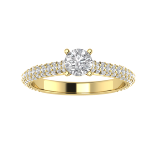 Solitaire With Accent Round Cut Moissanite Engagement Ring