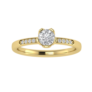 Solitaire With Accent Round Cut Moissanite Engagement Ring