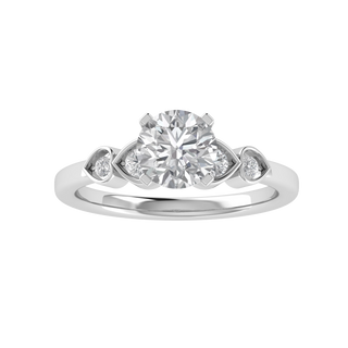 Round Moissanite Solitaire With Accent Moissanite Engagement Ring