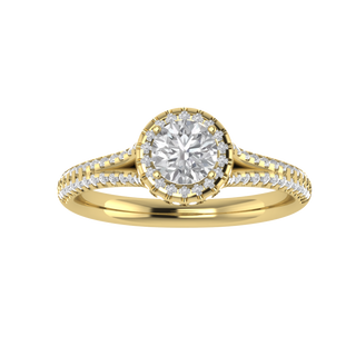 Vintage Inspired Halo Round Cut Moissanite Engagement Ring