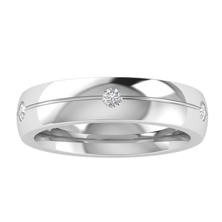 Lab Grown Diamond Three Stone 14K White Gold Wedding Band