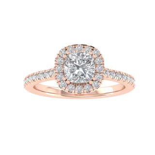 Halo Solitaire With Accent Cushion Cut Moissanite Engagement Ring