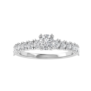 Lab Grown Diamond Solitaire With Accent 14K White Gold Wedding Ring