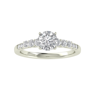 Hidden Halo Milgrain Solitaire With Accent Moissanite Ring