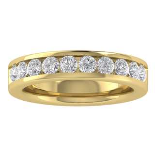 Round Cut Lab Grown Diamond Channel Set 14K Gold Band