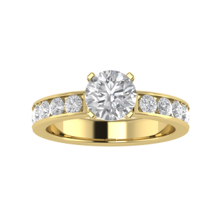 Round Cut Moissanite Diamond Channel Set Wedding Ring