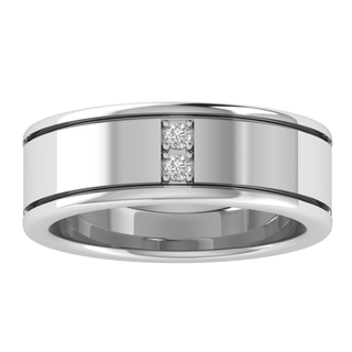 Lab Grown Diamond Two Stone 14K White Gold Men's Wedding Band