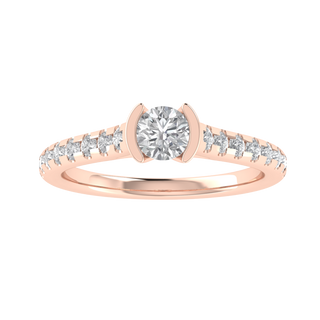 Half Bezel Set Solitaire With Accent Moissanite Engagement Ring