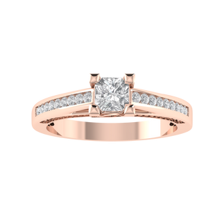 Channel Set Solitaire With Accent Moissanite Engagement Ring