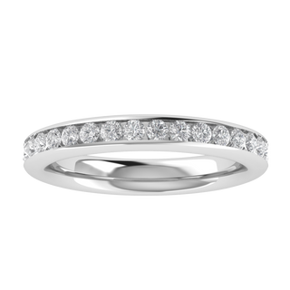 Channel Set Full Eternity Lab Grown Diamond 14K White Gold Wedding Band