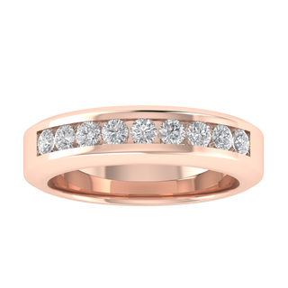 Half Eternity Channel Set Round Cut Moissanite Wedding Band