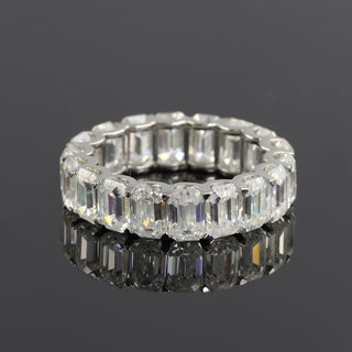 Full Eternity Colorless Emerald Cut Moissanite Wedding Band