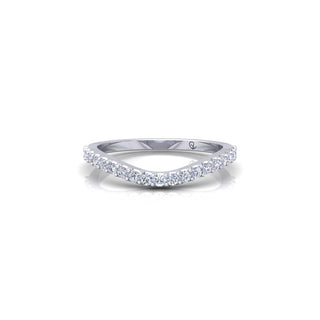 Lab Grown Diamond Curved Minimalist 14K White Gold Wedding Band