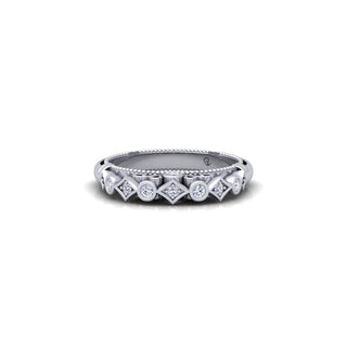 Lab Grown Diamond Vintage Inspired 14K White Gold Wedding Band