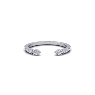 Lab Grown Diamond Open Cuff 14K White Gold Wedding Band