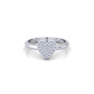 Lab Grown Diamond Cluster Heart Shape 14K White Gold Wedding Ring