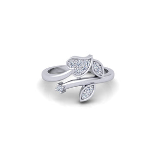 Lab Grown Diamond Swirl Leaf Inspired 14K White Gold Engagement Ring