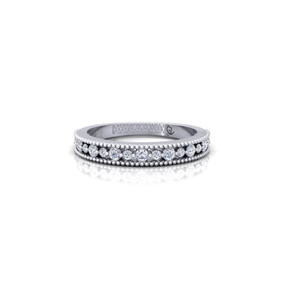 Lab Grown Diamond Vintage Inspired Half Eternity 14K White Gold Wedding Band