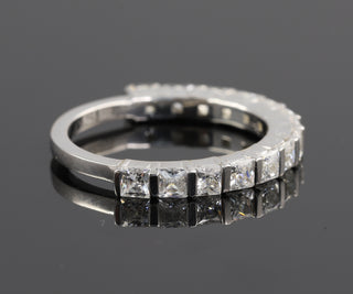 Princess Cut Moissanite Half Eternity Matching Band