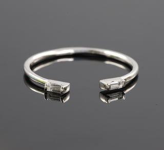 Open Cuff Bar Setting Baguette Cut Moissanite Band