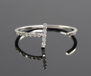 T Bar Open Cuff Round Cut Moissanite Band