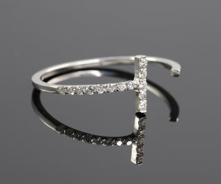 T Bar Open Cuff Round Cut Moissanite Band