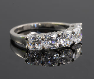 Five Stone Half Eternity Cushion Cut Moissanite Band