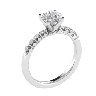 Solitaire With Accent Round Cut Moissanite Engagement Ring