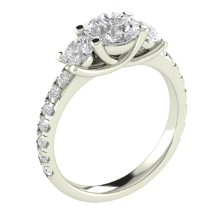 Three Stone Solitaire With Accent Moissanite Ring