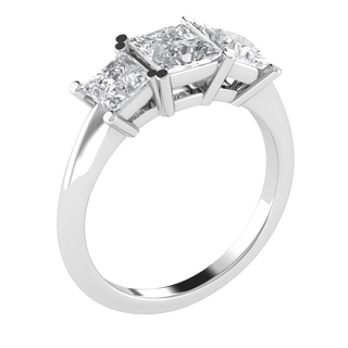 Three Stone Princess Cut Moissanite Engagement Ring