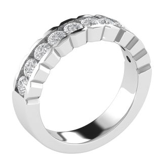 Unique Style Round Lab Grown Diamond Matching 14K White Gold Band