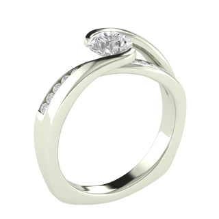 Swirl Channel Set Round Cut Moissanite Engagement Ring