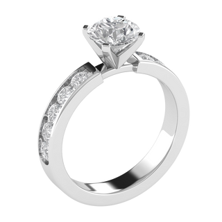 Round Cut Moissanite Diamond Channel Set Wedding Ring