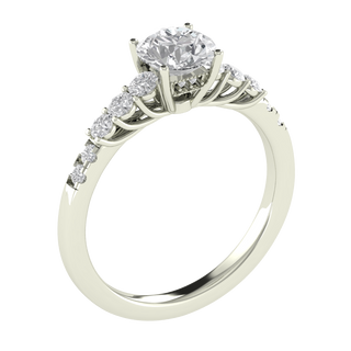 Hidden Halo Milgrain Solitaire With Accent Moissanite Ring