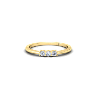 Lab Grown Diamond Three Stone 14K White Gold Wedding Band