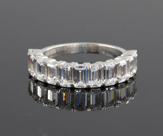 Half Eternity Emerald Cut Moissanite Wedding Band