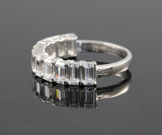 Half Eternity Emerald Cut Moissanite Wedding Band