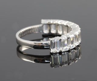 Half Eternity Emerald Cut Moissanite Wedding Band