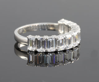 Half Eternity Emerald Cut Moissanite Wedding Band