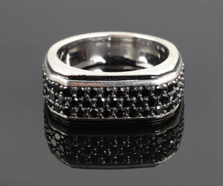 Men's Black Round Diamond Cut Moissanite Band