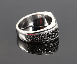 Men's Black Round Diamond Cut Moissanite Band