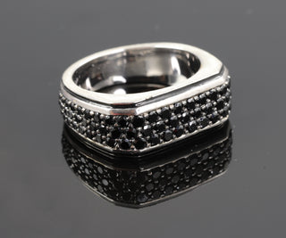 Men's Black Round Diamond Cut Moissanite Band