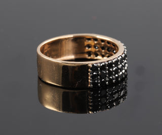 Men's Half Eternity Black Round Diamond Cut Moissanite Band