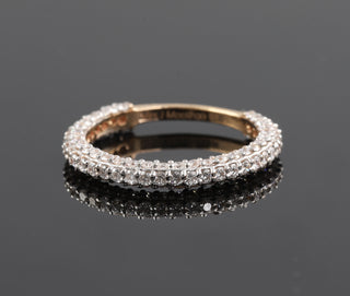 Half Eternity Micro Pave Round Cut Moissanite Wedding Band