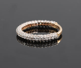 Half Eternity Micro Pave Round Cut Moissanite Wedding Band