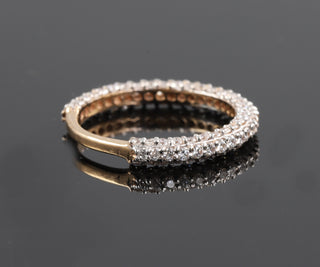 Half Eternity Micro Pave Round Cut Moissanite Wedding Band