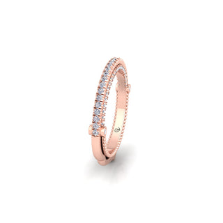 Lab Grown Diamond Vintage Inspired Half Eternity 14K White Gold Wedding Band
