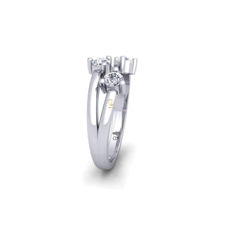 Lab Grown Diamond Three Stone 14K White Gold Wedding Band