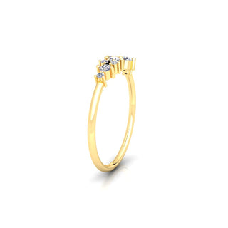 Lab Diamond Cluster Minimalist 14K Rose Gold Wedding Band